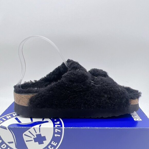 Birkenstock Arizona Big Buckle Shearling Teddy Black Platform Sandal EU 40 Women - Picture 8 of 11